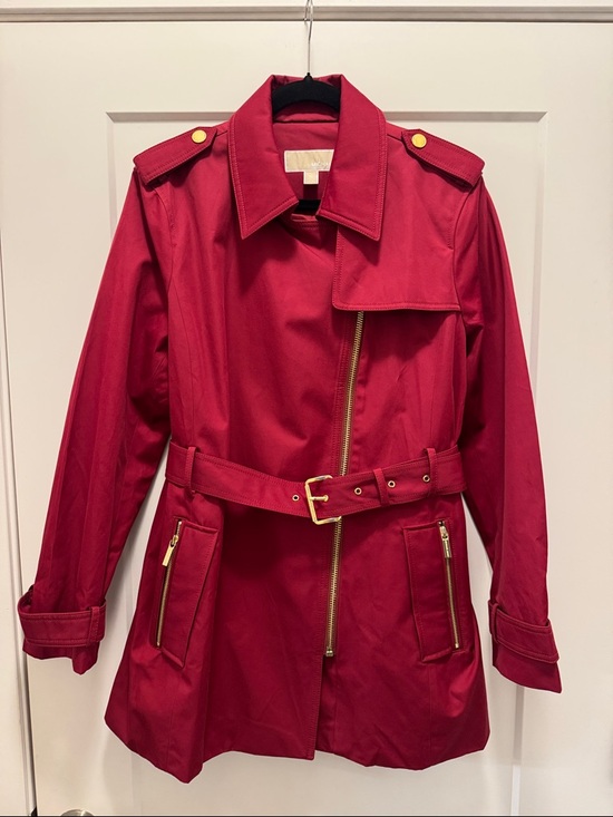 MICHAEL Michael Kors Jackets & Blazers - 🆕 MICHAEL Michael Kors Red Belted Trench Coat with Gold Accents. XL. NWOT!🎉